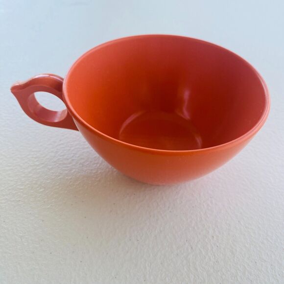 Laguna MelMac #308 Orange Set of 4 Tea Cups 3.75" dia 2" tall Vintage 60s - Picture 13 of 15